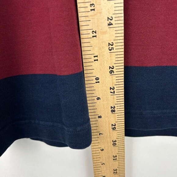 VTG Lands' End Shirt Men's L 42-44 Red Navy Striped Rugby Direct Merchants - Picture 5 of 16
